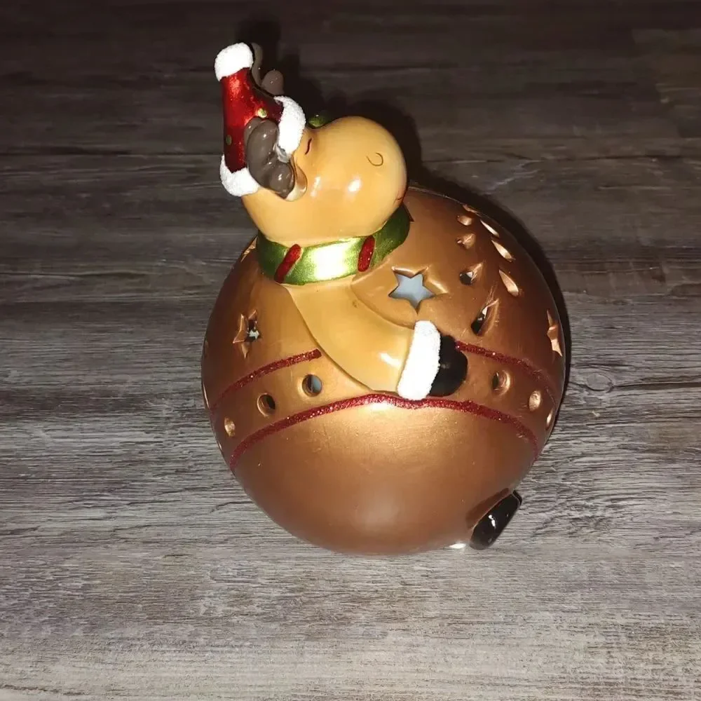Home Reflections Reindeer Ornament Luminary Flameless Multi Color Candle